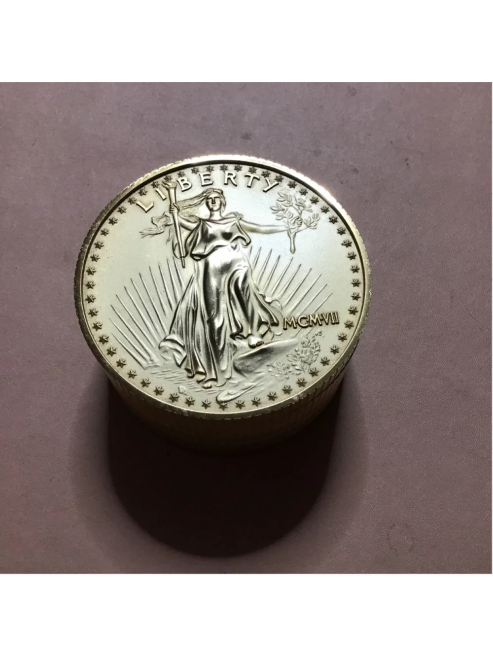 Liberty Gold Coin Design Quartz Alarm Clock Glow in the Dark